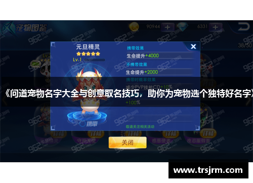 《问道宠物名字大全与创意取名技巧，助你为宠物选个独特好名字》